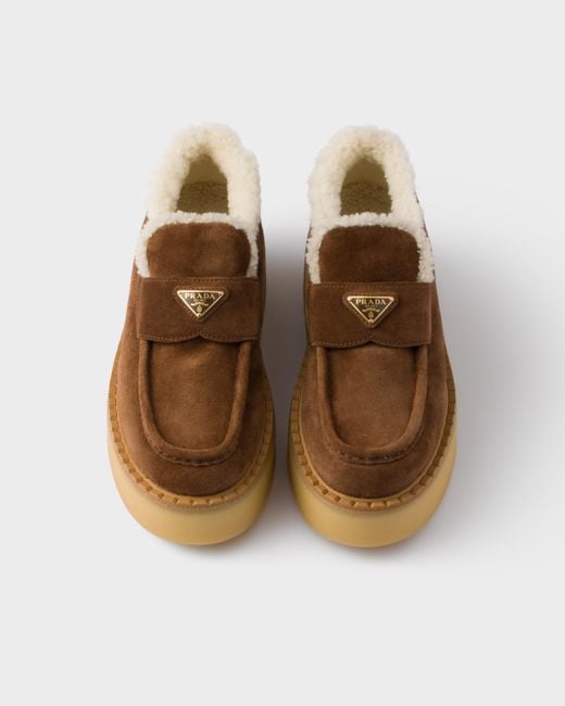 Prada Brown Suede Loafers