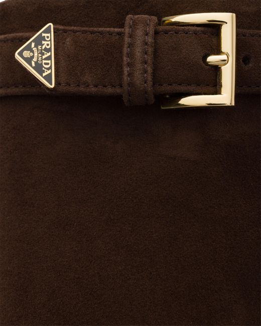 Prada Brown Suede Boots, Dark