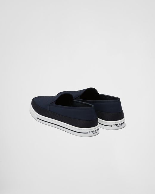 Prada Nylon Slip-on Sneakers in Blue for Men | Lyst