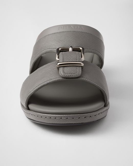 Sandales En Cuir Saffiano Prada pour homme en coloris Gray