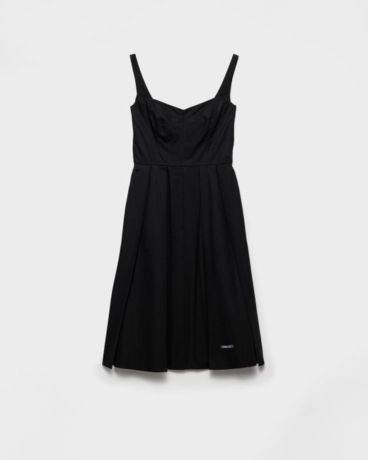 Prada Black Kleid Aus Baumwoll-Canvas