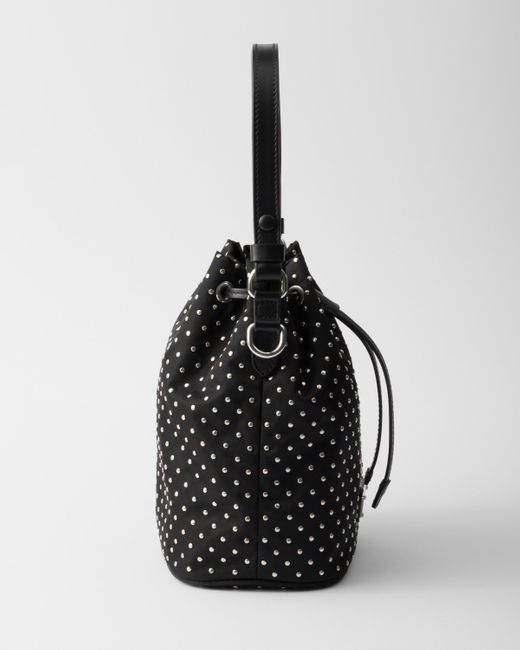 Prada Black Mini Bag Aus Re-Nylon Mit Nieten