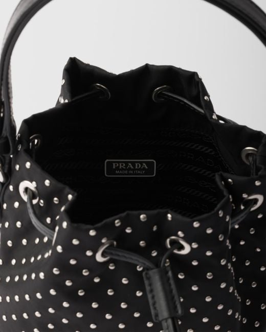 Prada Black Mini Bag Aus Re-Nylon Mit Nieten