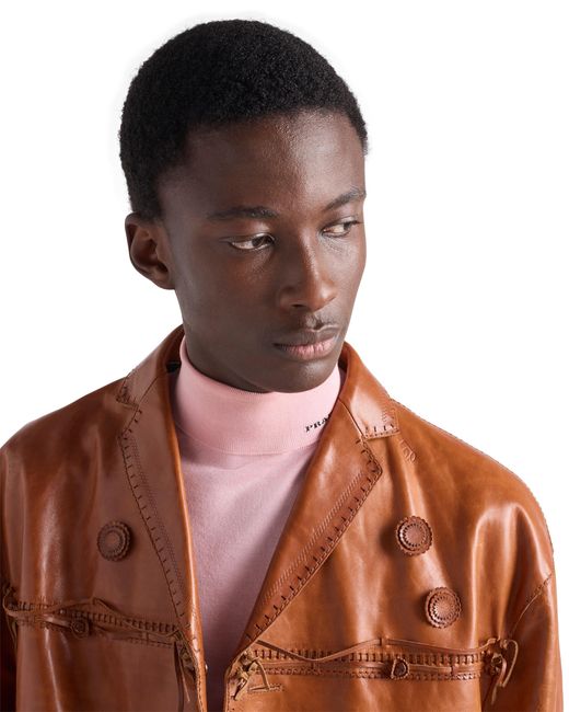Prada Pink Cotton Turtleneck Sweater for men
