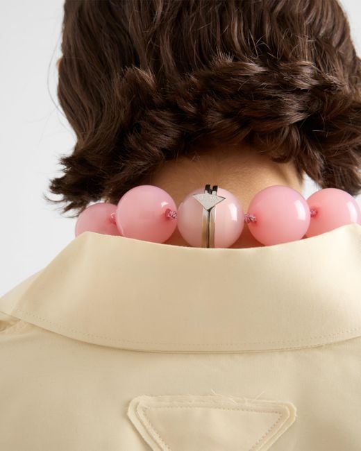 Prada Pink Plexiglas And Metal Choker