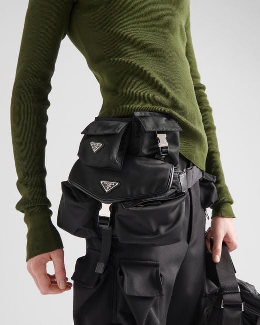 Prada Black Re-Nylon And Leather Shoulder Bag for men