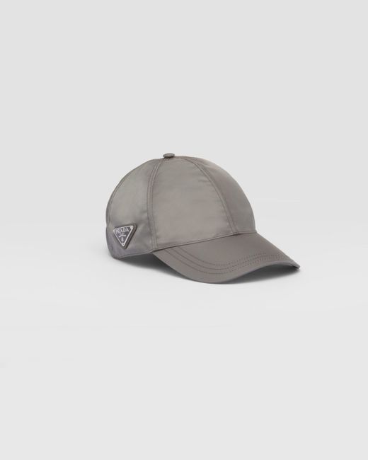 Prada Gray Re-nylon Baseball Cap for men