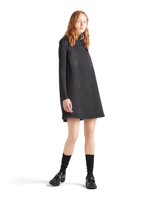Prada Blue Logo-Plaque Turtleneck Jersey Jumper