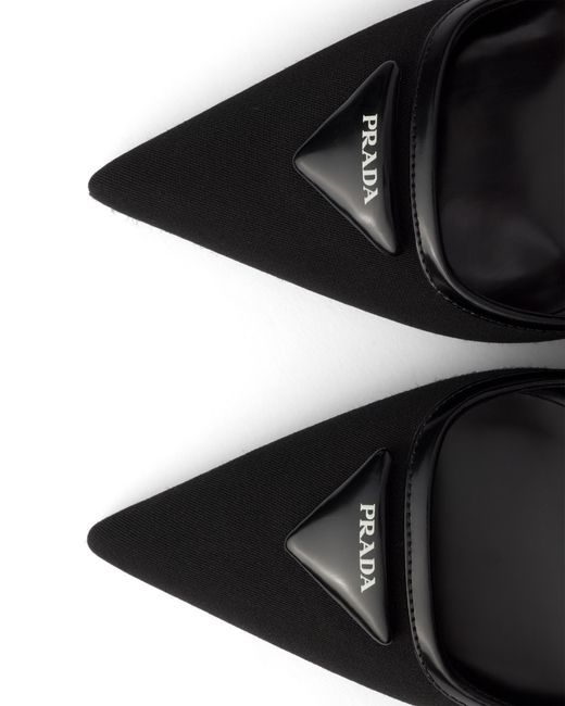 Prada White Fabric Slingback Pumps