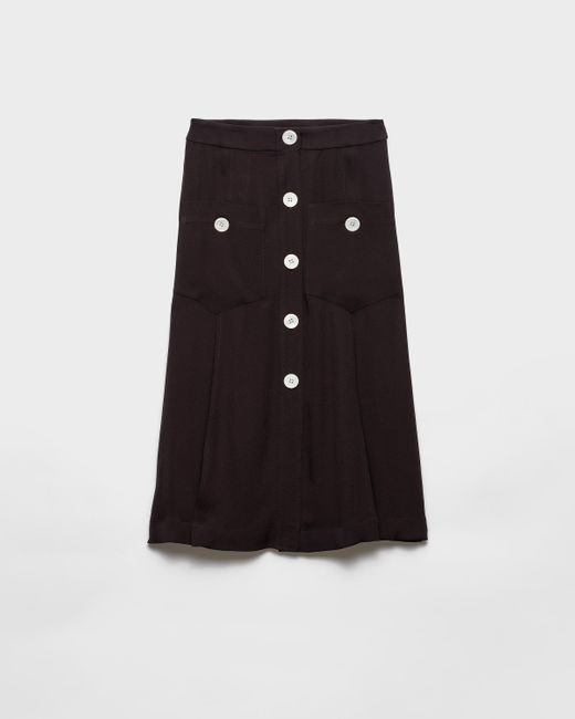 Prada Black Sablé Satin Skirt