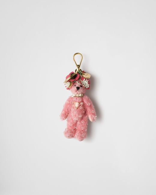 Prada Pink Teddy-Taschenanhänger Mit Ring Aus Metall