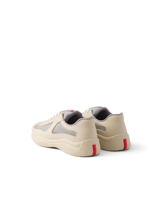Prada White America's Cup Soft Rubber And Bike Fabric Sneakers for men