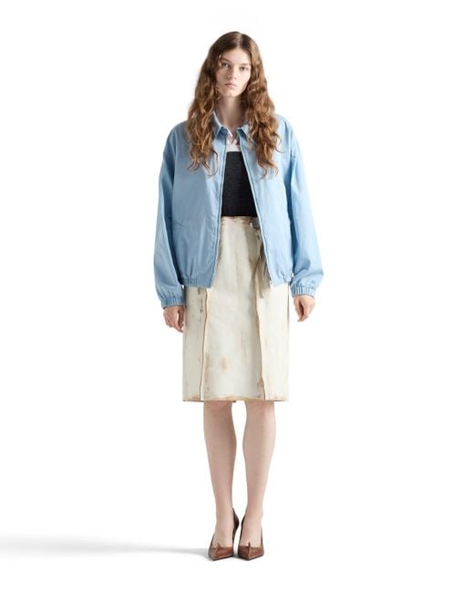 Prada Blue Old Gabardine Blouson Jacket