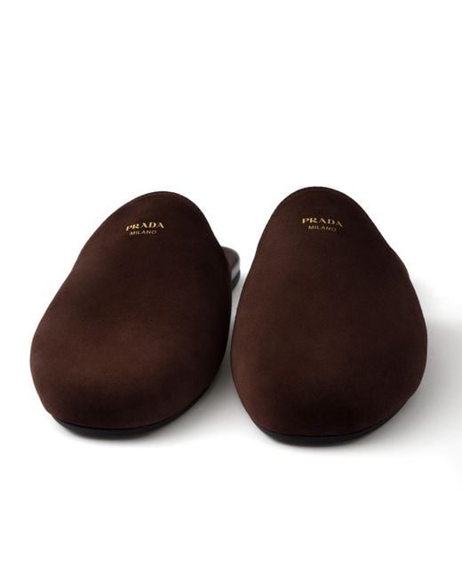 Prada Brown Suede Mules