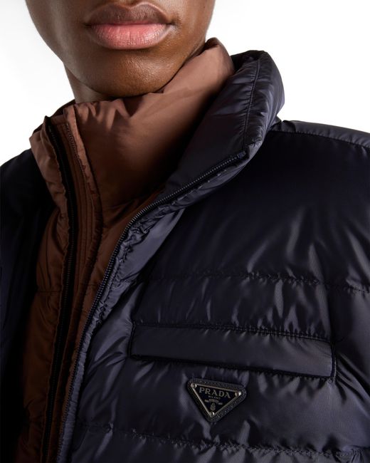 Prada Blue Medium-Weight Re-Nylon Down Jacket for men