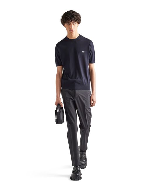 Prada Blue Superfine Wool Crew-Neck Sweater