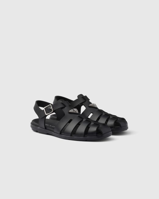 Prada Black Rubber Fisherman Sandals for men