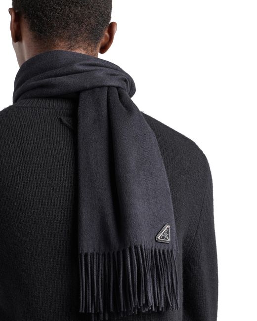 Prada Black Silk And Cashmere Scarf for men