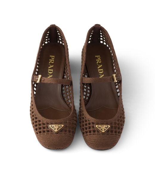 Prada Brown Crochet Pumps
