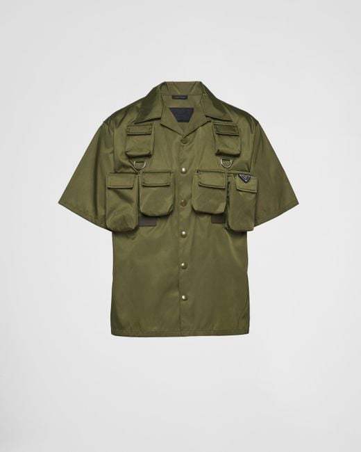 Prada Green Short-sleeved Re-nylon Shirt for men