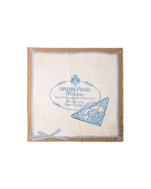 Prada Blue Printed Silk Twill Scarf 90, Cocoa/Ivory