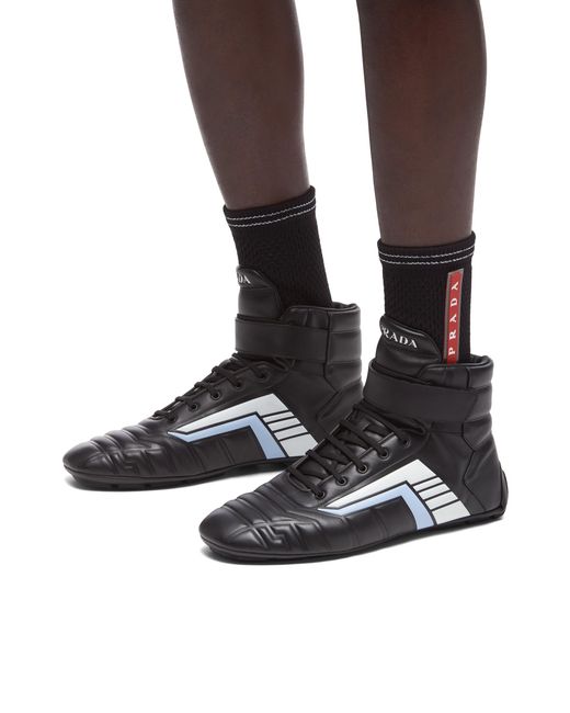 Prada Blue Technical Yarn Ankle Socks for men