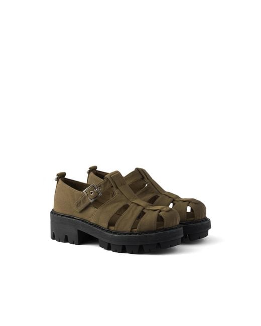 Prada Green Canvas Fisherman Sandals, Forest, Size 35