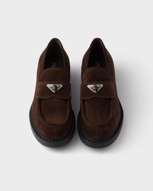 Prada Brown Chocolate Suede Loafers for men