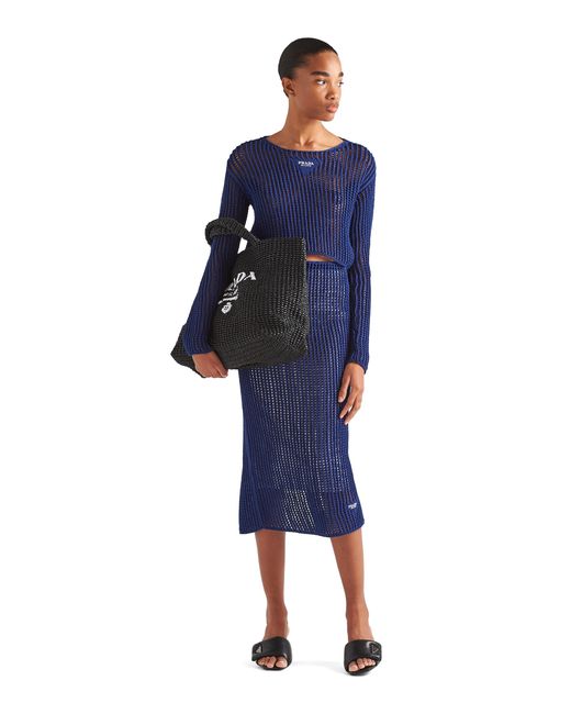 Prada Black Crochet Tote Bag