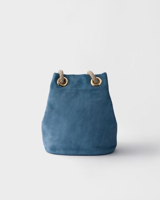Prada Blue Small Mariner Suede Bucket Bag