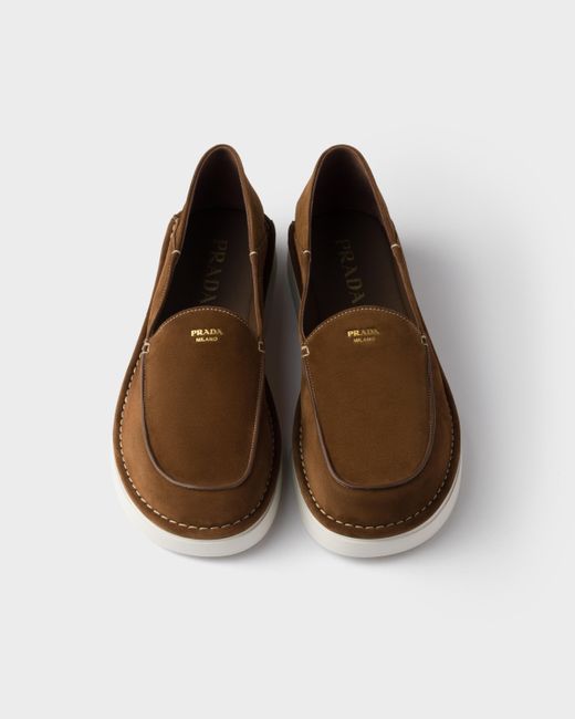 Prada Brown Suede Slip-Ons for men