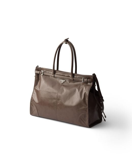 Prada Brown Bonnie Leather Tote Bag for men