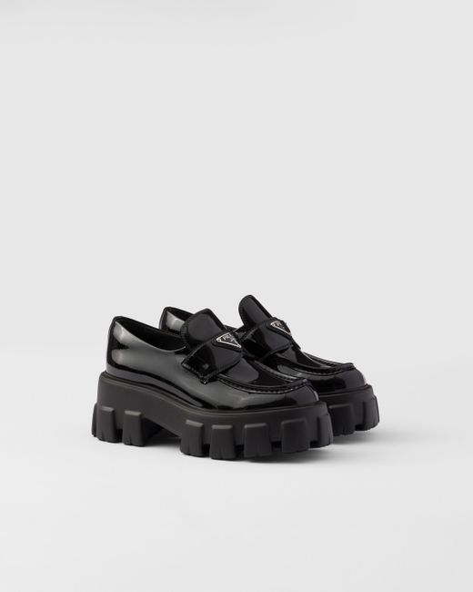 Prada Black Monolith Patent Leather Loafers