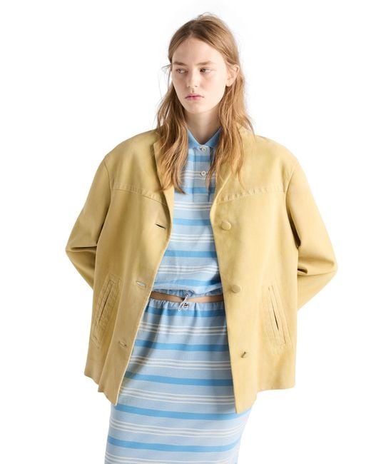 Prada Yellow Suede Caban Jacket, Pollen