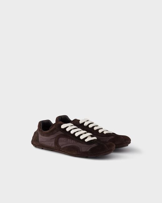 Prada White Montecarlo Re-Edition 2005 Suede And Re-Nylon Sneakers