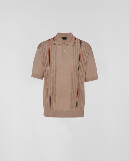 Prada Natural 70s Knit Polo Shirt for men