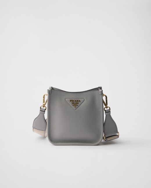 Prada Gray Leather Mini Shoulder Bag