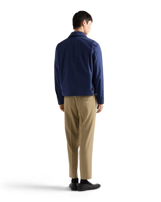 Prada Technical Cotton Zipper Blouson Jacket, Bluette for men