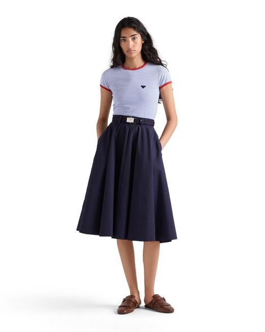 Prada Blue Striped Stamp T-Shirt