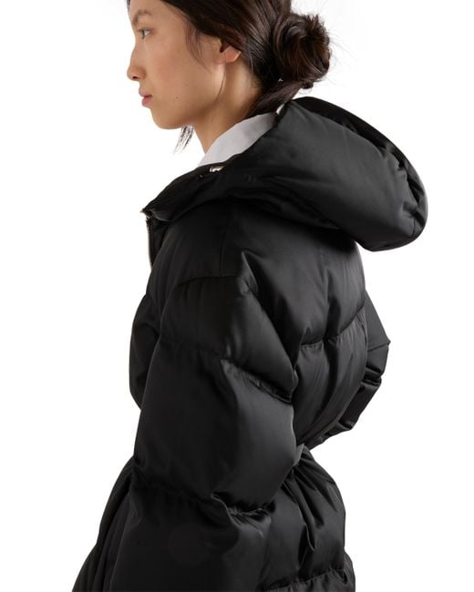 Chaqueta De Plumón Y Re-Nylon Con Capucha, Mujer, Talla Prada de color Black
