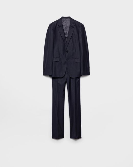 Prada Blue Single-Breasted Cashmere And Wool Suit for men