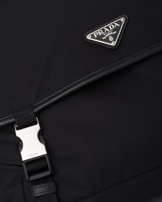 Prada Black Re-nylon And Saffiano Leather Shoulder Bag for men