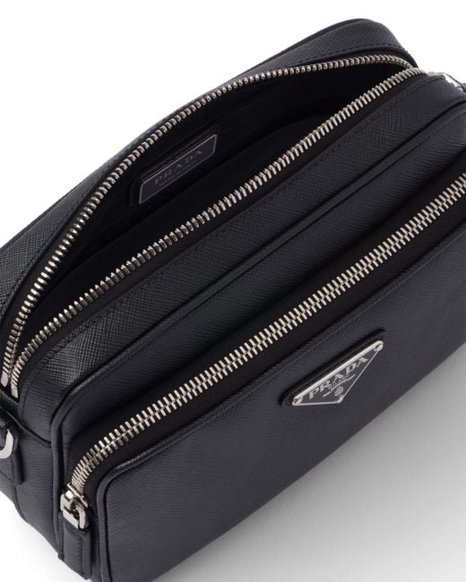 Bolso Bandolera De Piel Saffiano, Hombre Prada de hombre de color Black
