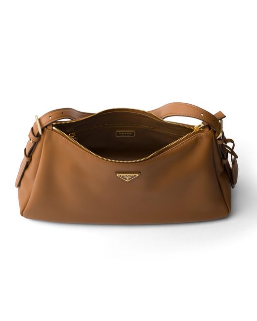 Prada Brown Aimée Large Leather Shoulder Bag