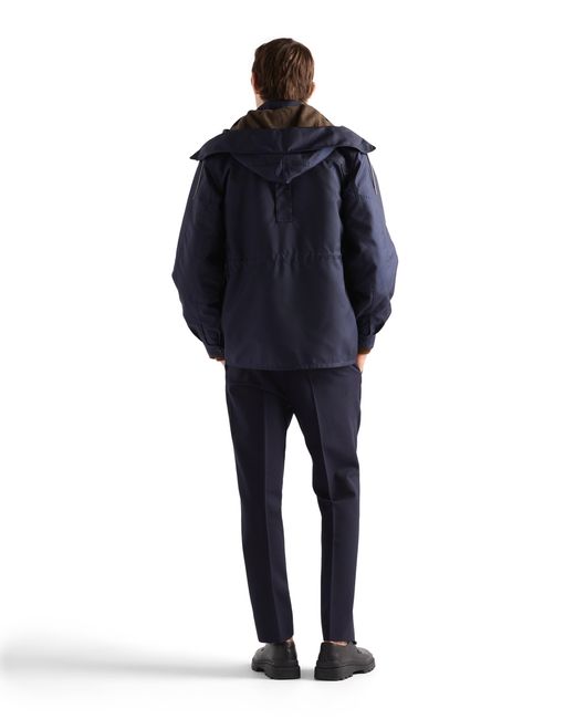 Prada Blue Hooded Cotton Jacket for men