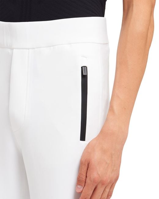 Prada White Logo-Print Tapered Trousers for men