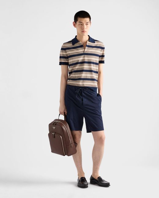 Prada Blue Cotton Bermudas for men
