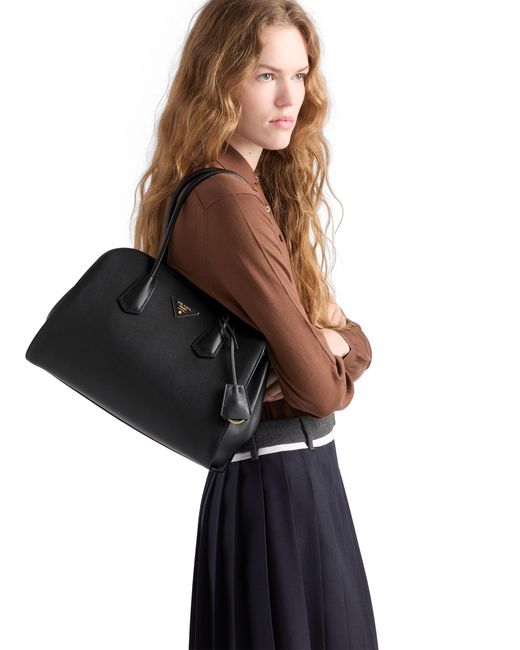 Prada Black Medium Leather Tote Bag