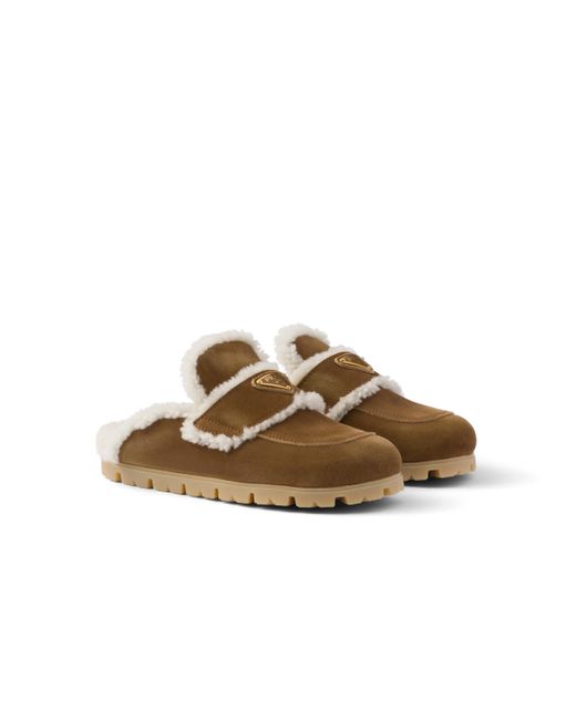 Zapatillas De Ante Y Borreguillo, Mujer, Talla Prada de color Brown