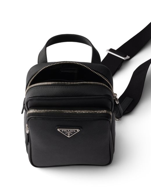 Prada Black Saffiano Leather Mini One-Shoulder Backpack for men